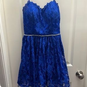 Royal Blue Lace short formal dress